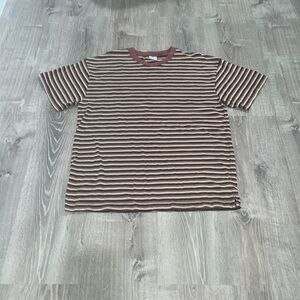 Men’s brown striped vintage wash T-shirt, medium